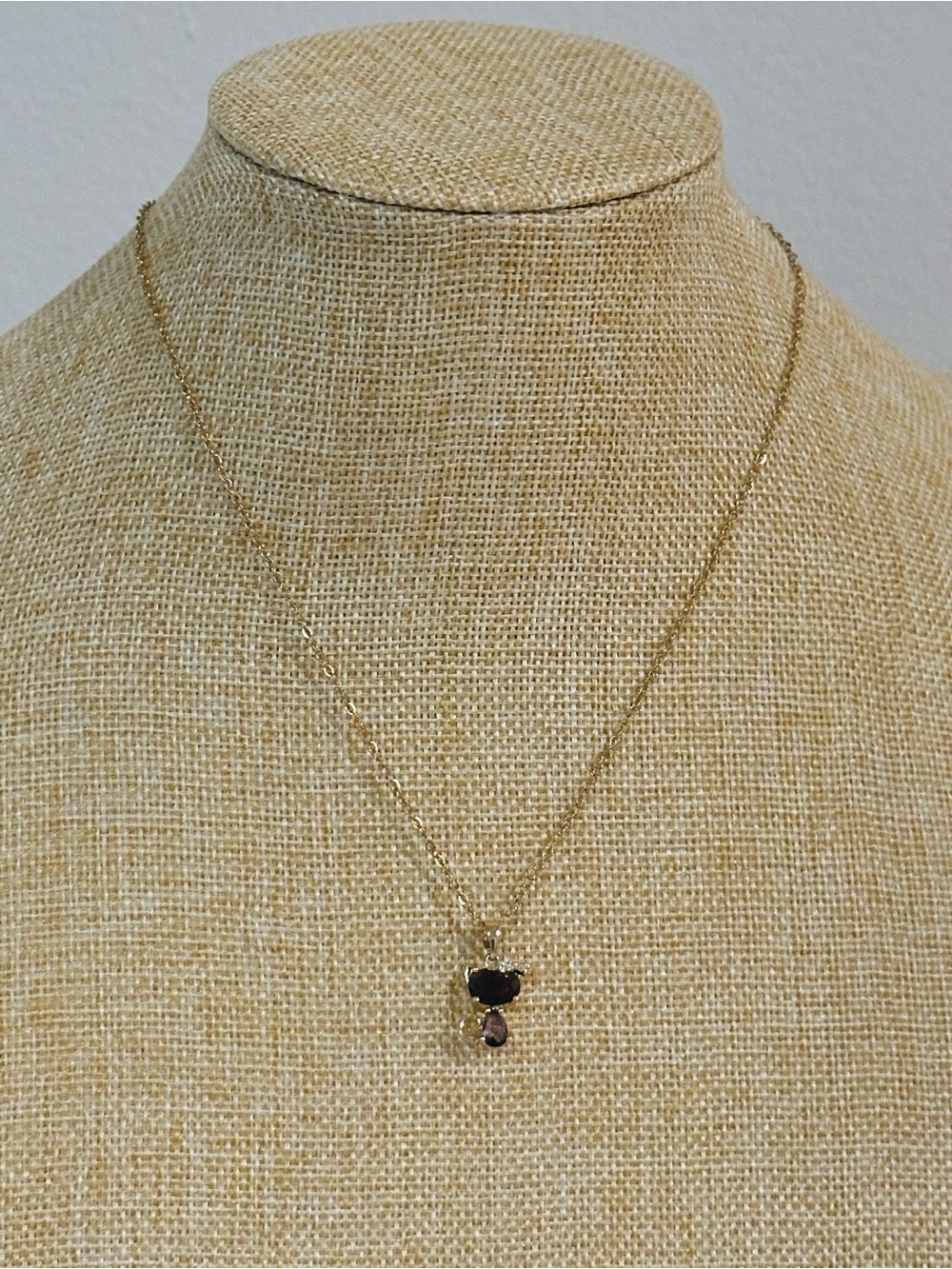 Fashion Jewelry Gold-Tone Necklace with Cat Charm